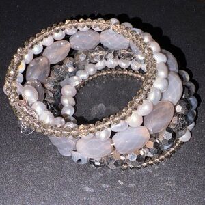 KGP Elegant Coil Stretch Multi-Layered Real Stone Beaded Bracelet